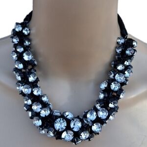 Bold Rhinestone Cluster Bib Necklace | Edgy Gothic Glam